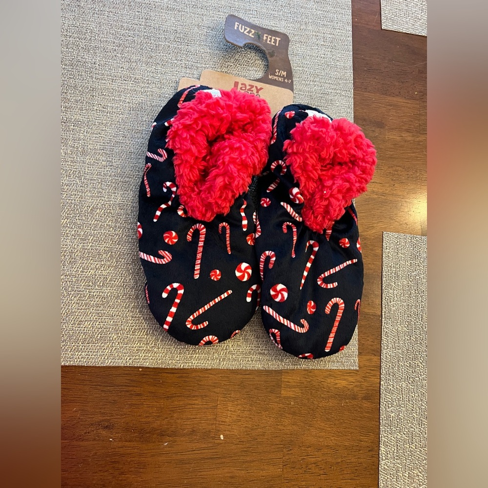 New!   Lazy One Candy Cane slippers.   Christmas.‎